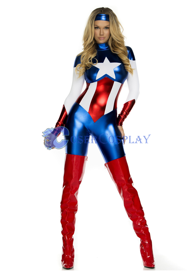 Captain America Costume Halloween Catsuit